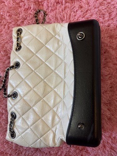 Quilted white black faux - white/black,