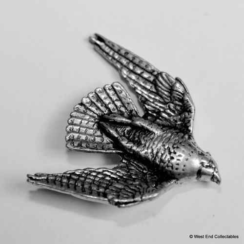 Stooping hawk pewter pin - hawk,