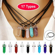 Quartz Chakra Crystal Healing Point Cut Gemstone Pendant Reiki Necklace Gift UK
