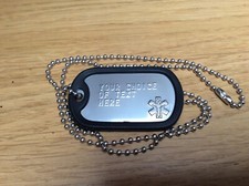 Medical Alert Personalised Stainless Steel Dog Tag Army US Military Embossed ID
