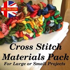 Cross Stitch Materials Pack Fabric Threads Choose Your Colours Count HEAD