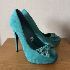 HIGH HEEL COURT SHOE WITH CONCEALED PLATFORM - JADE GREEN  - UK SIZE 6 - VCG
