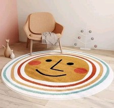 Round Carpet Bedroom Cute Cartoon Kid's Area Rug Bedside Floor Mat Soft 100cm