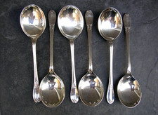 SET OF 6 DIXON SILVER PLATE WELLINGTON SOUP SPOONS 180mm  ( ldy sh ct )
