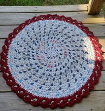 Handmade crocheted rag rug 31"