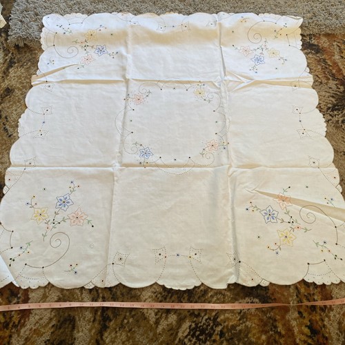 Vintage white linen - vintage, tablecloth