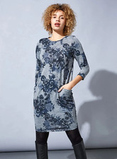 Ladies Ex Roman Grey Floral Print Cocoon Pocket Front Dress 10 12 14 16 18 20