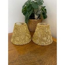 Vintage Embroidered Goldwork Lampshades Small Pair Candle Clip Fixing