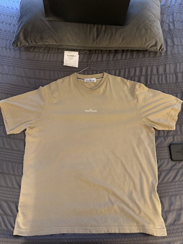 Stone island beige logo crew - beige,