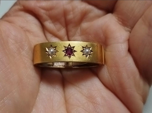 Victorian 15k gold scarf slide - gold,