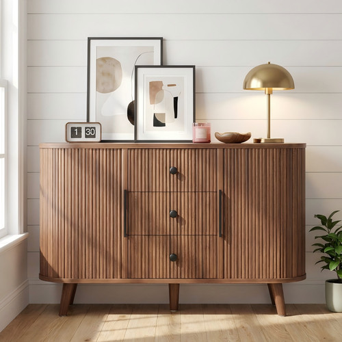 Brown mid century fluted - brown,
