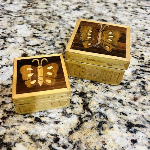 Vtg butterfly inlaid wood - butterfly,