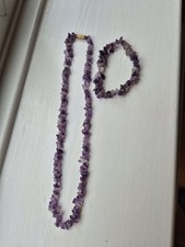Vintage Real Amethyst Chip Necklace & Bracelet