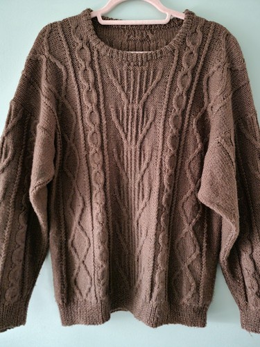 Hand knit brown cable - cable,