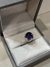 Baccarat Purple Crystal Sterling Silver Ring Size O 1/2