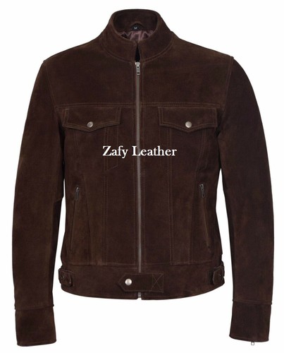 Men brown suede jacket - brown,