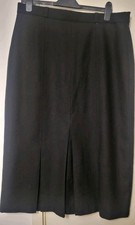 Vintage,  60%Wool, Made In Ireland, Black, Front Pleats, Lined Midi Skirt 36"w