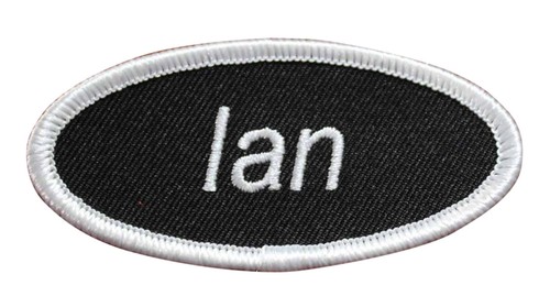 Ian name tag embroidered iron - name,