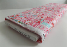 RILEY BLAKE 5 METRE BOLT Brushed Cotton Designer Fabric PINK LOVEY DOVEY HEARTS
