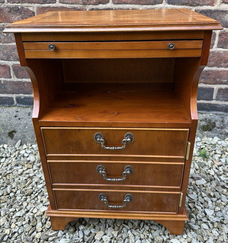 Yew wood bedside cupboard - yew,