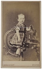 CDV CUTE BOY IN TARTAN DRESS