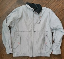 Mercedes Benz Silver Vintage Windbreaker Mens Jacket Size Large VGC