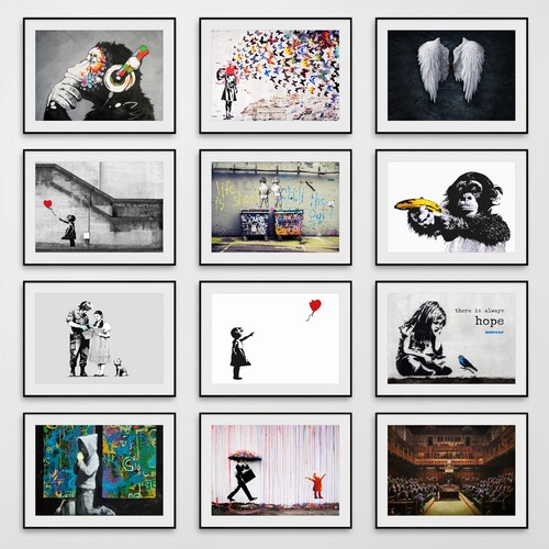 Banksy wall art prints - art,