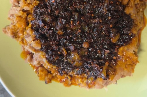 Ewa agoyin with plantain beef - ewa,