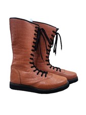 pro wrestling boots, Brown