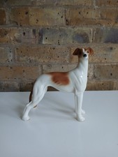 Vintage 7.5" COOPERCRAFT Brown Greyhound Whippet China Figurine