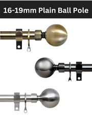16–19mm Extensis Metal Curtain Pole with Plain Ball Finials Rings & Brackets Set