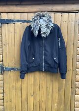 Atmosphere Jacket Blazer Waistcoat Biker Coat Black Removable Fur Collar Size 14