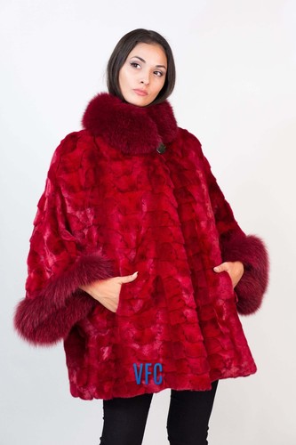 Red mink cape with - mink,
