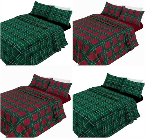 Tartan check flannelette bed - tartan,