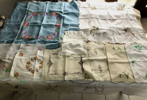 Job lot linen vintage hand - job,
