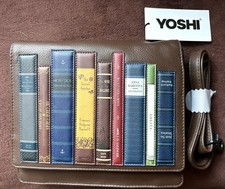 NWT Yoshi brown Leather triple Bookworm flap over Bag , shoulder / messenger 