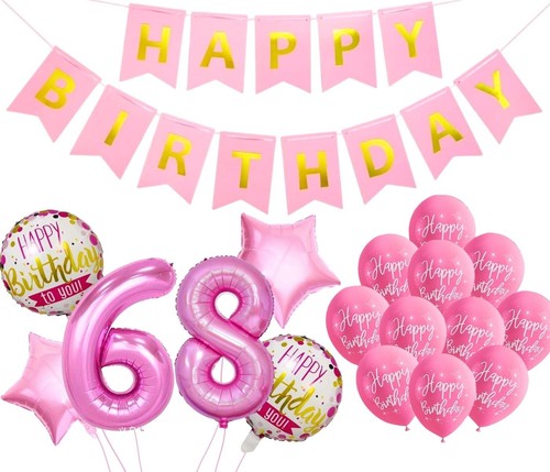 Pink 68th birthday decorations - birthday,