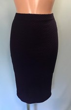 NEW PURPLE TEXTURE PENCIL TUBE WIGGLE STRETCH KNEE LENGTH SKIRT SIZE 10-20
