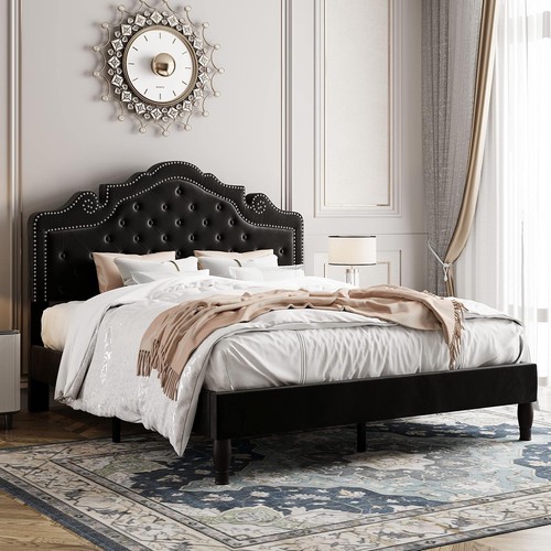 Queen velvet bed - velvet, with