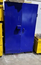 Large Blue Steel Cabinet/Site/Tool Box C/W Fork Truck Channels