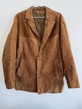 Mens 46 Suede Leather Blazer Sport Coat Jacket Brown Pockets Western