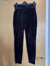 &Other Stories Ladies Dark Brown High Waisted Velvet Feel Trousers Size EU36 UK8