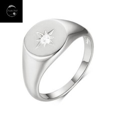 Sterling Silver 925 Ring Star Signet Size J, L, N, P, R  Ladies Girls Women