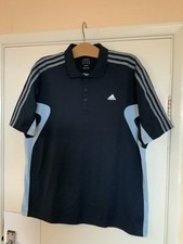 Mens Adidas Top T-shirt Size XL 3 Stripes AP/AP 25” L 29” BNWOT Collared Navy