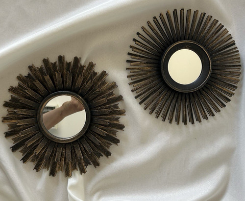 Vintage sunburst mirror pair - sunburst,