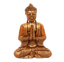 Wooden buddha statue namaskara - buddha,