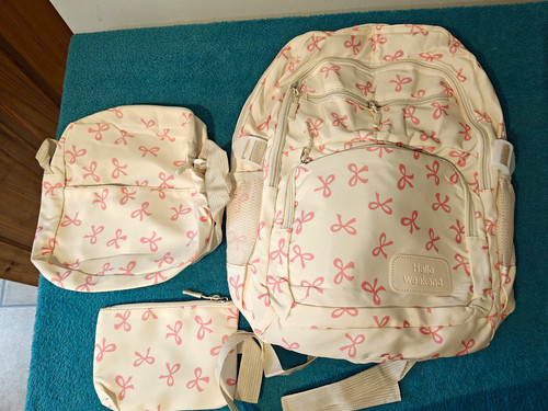Pink bow pcs backpack - pcs, set