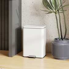 20L Kitchen Bin with Soft-Close Lid, Pedal Bin with Removable Inner Bucket Cream