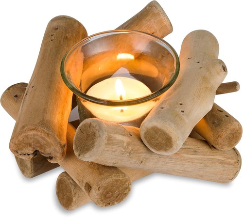 Rustic wooden tea light - wooden,