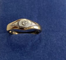 9ct gold diamond Solitaire dress Ring Size N 1/2 Fully Hallmarked two tone gold